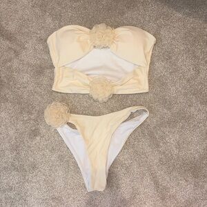 Cream Floral Bikini Set